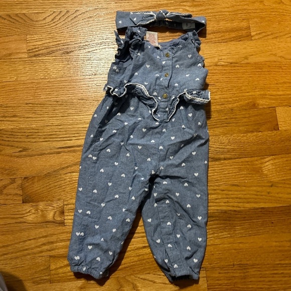 Blue Heart Print Kids Jumpsuit - Picture 1 of 2